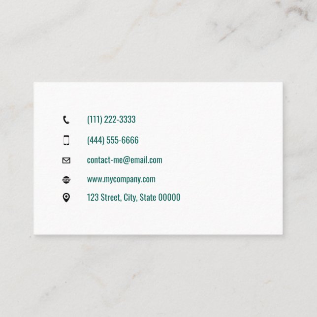 Customisable caterer cook baker teal v2 business card (Back)