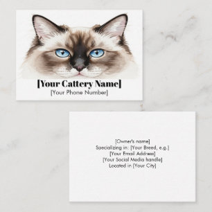 Customisable Cattery Business Card with Watercolor