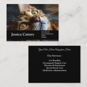 Customisable Cattery Photo, Name, Services Business Card