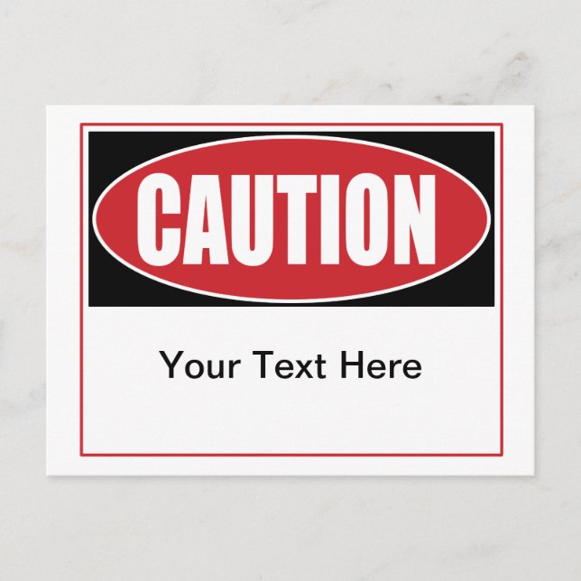 Customisable Caution Sign Postcard (Front)