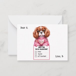 Customisable Cavalier King Charles Valentine Note  Card