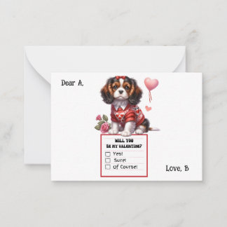 Customisable Cavalier King Charles Valentine Note  Card