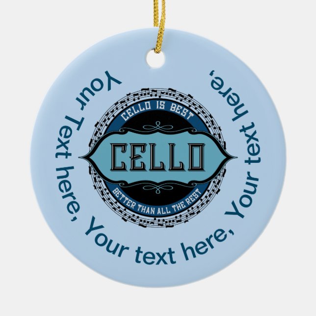 Customisable Cello Best Music Note Circle Ceramic Tree Decoration (Front)