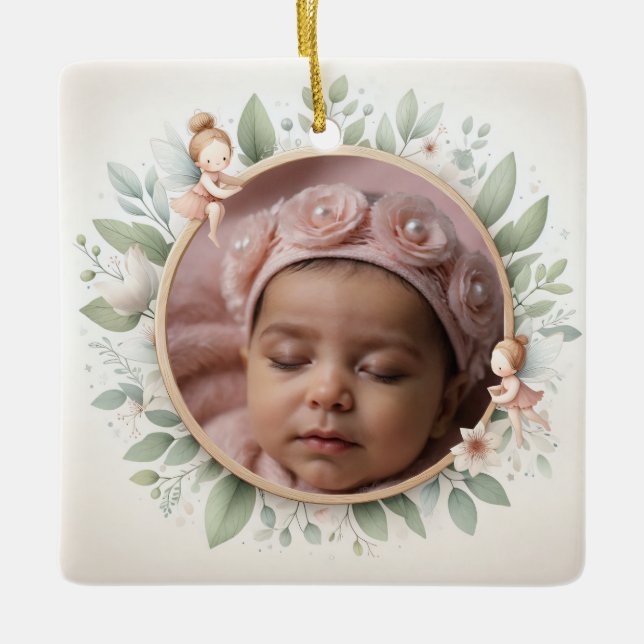 Customisable Ceramic Ornament with Fairy Frame (Front)