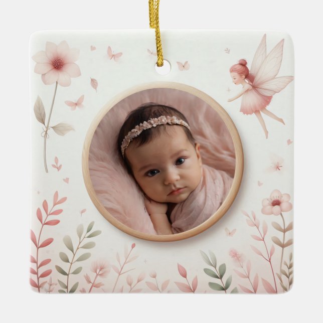 Customisable Ceramic Ornament with Fairy Frame (Front)