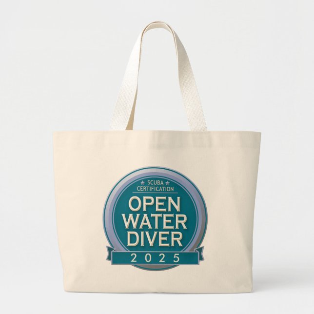 Customisable Certified Open Water Diver Large Tote Bag (Front)