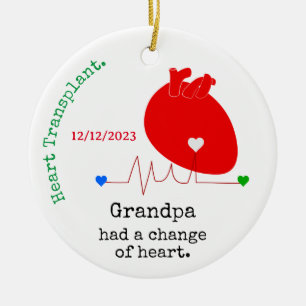 Customisable Change of Heart Transplant Round Ceramic Tree Decoration