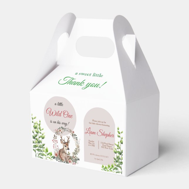 Customisable Charming Woodland-Themed Baby Shower  Favour Box (Front Side)