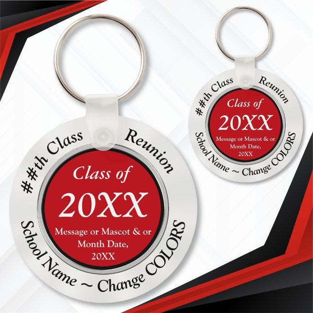 Customisable Cheap Class Reunion Souvenirs Reunion Key Ring (Red, Class Reunion Favors. 20 year class reunion ideas. 20th class reunion. 30th class reunion.)