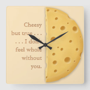 Customisable Cheesy Message Charming Trompe L'oeil Square Wall Clock