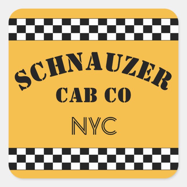 Customisable Chequered Cab Square Sticker (Front)