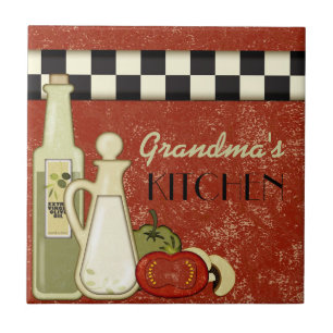 Customisable chequered kitchen wall plaque tile
