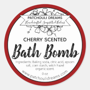 Customisable Cherry Bath Bomb Label Handmade