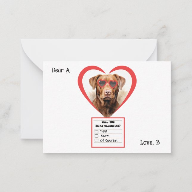 Customisable Chesapeake Bay Retriever Valentine Card (Front)