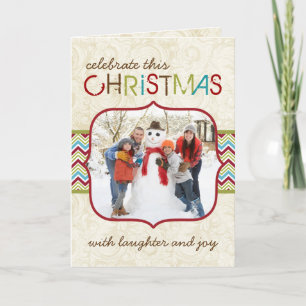 Customisable Chevron Photo Christmas Card
