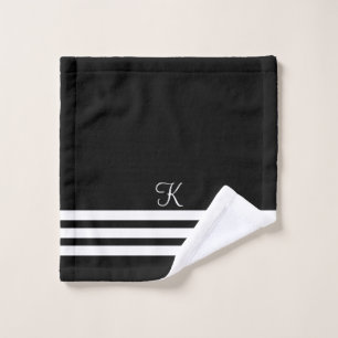 Customisable Chic Black With White Hotel Aesthetic Bath Towel Set