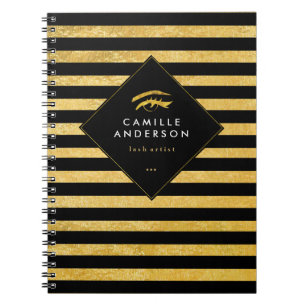 Customisable Chic Gold Eyelash Artist Note Book