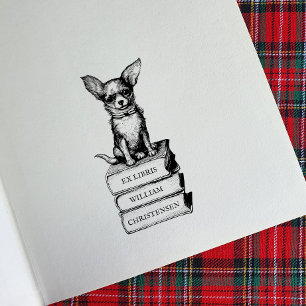 Customisable Chihuahua Bookplate Rubber Stamp