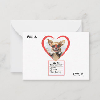 Customisable Chihuahua Valentine Note Card  