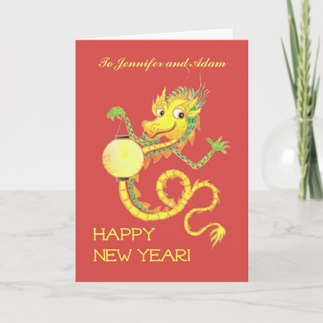 Customisable Chinese Dragon New Year Card (Front)