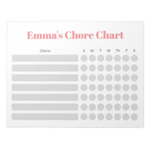 Customisable Chore Chart Notepad
