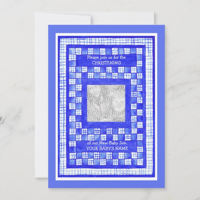 Customisable Christening Invitation Photo Card (Front)