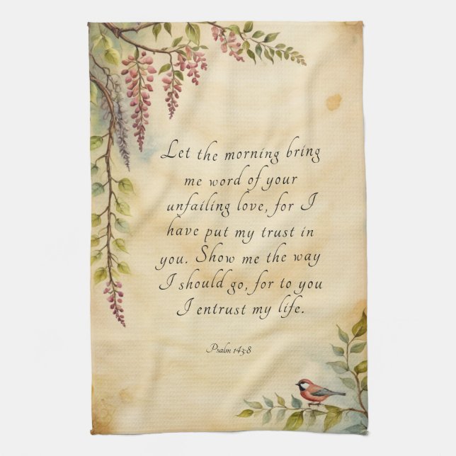 Customisable Christian Bible Verse Art Tea Towel (Vertical)
