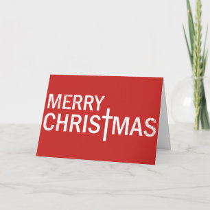 Customisable Christian Merry Christmas with Cross Card