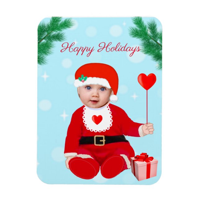 Customisable Christmas baby face Magnet (Vertical)