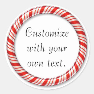 Customisable Christmas candy cane circle stickers