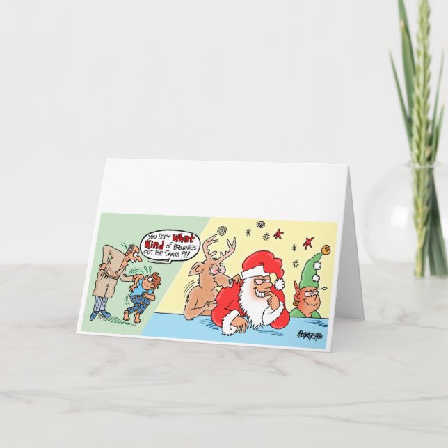 Customisable Christmas Card features stoned Santa (Front)