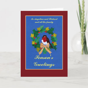 Customisable Christmas Card - Robin Redbreast