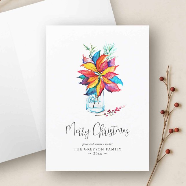 Customisable Christmas Cards | Do Tell A Belle (Custom Christmas cards blank inside with a watercolor poinsettia art by Victoria of Do Tell A Belle)