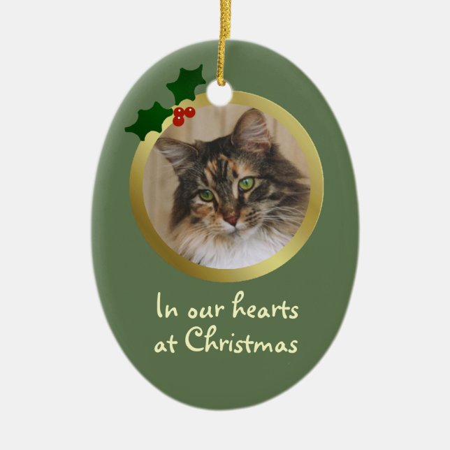 Customisable Christmas Cat Memorial Ornament (Front)