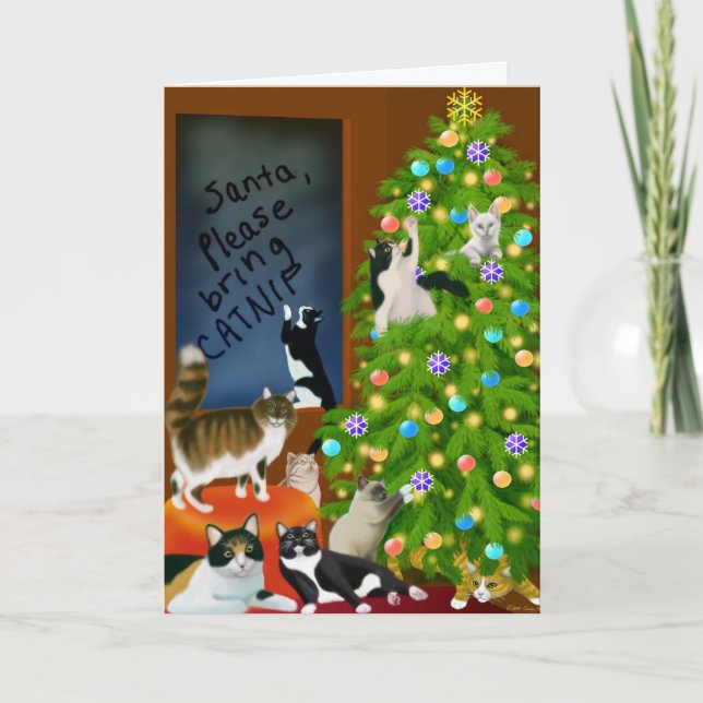 Customisable Christmas Cats Card (Front)