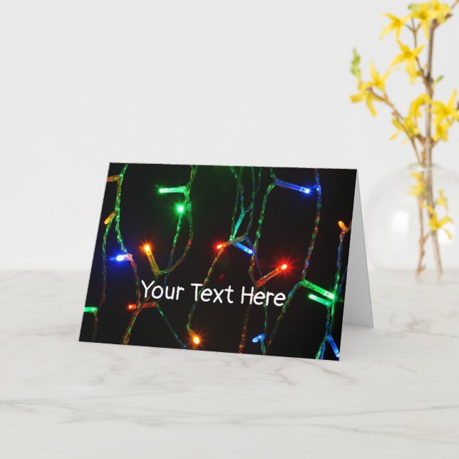 Customisable Christmas colourful lights Card (Yellow Flower)