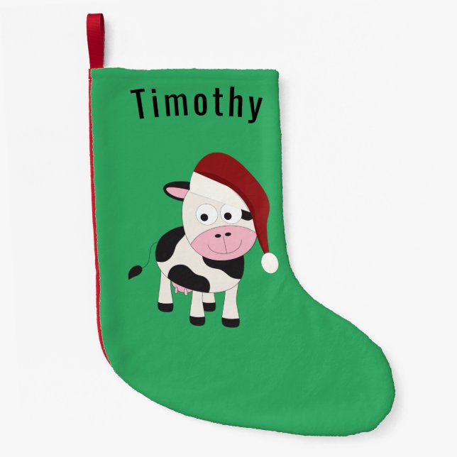 Customisable Christmas Cow Small Christmas Stocking (Front)