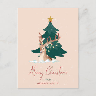 Customisable Christmas deer Holiday Postcard