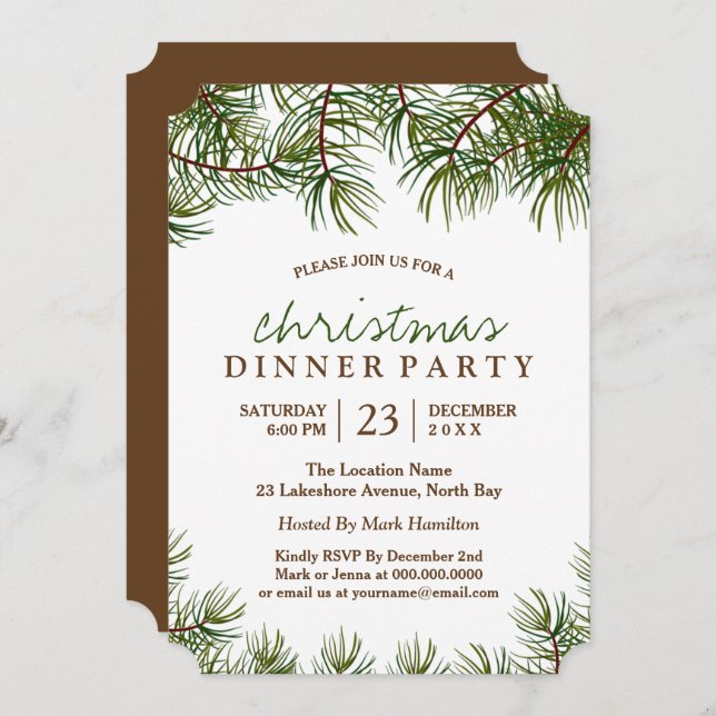 Customisable Christmas Dinner Party Invitation (Front/Back)