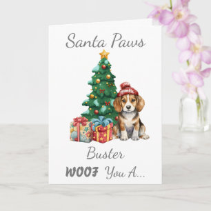 Customisable Christmas Dog Beagle  Card