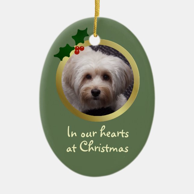 Customisable Christmas Dog Memorial Ornament (Front)