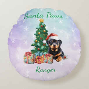 Customisable Christmas Dog Rottweiler Round Cushion