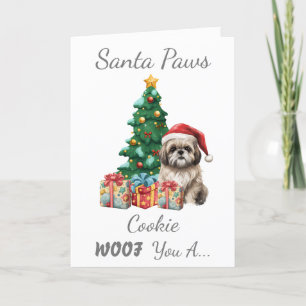 Customisable Christmas Dog Shih Tzu Holiday Card