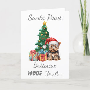 Customisable Christmas Dog Yorkshire Terrier Holiday Card