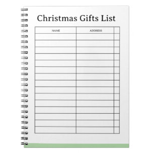 Customisable Christmas Gift List Pad Notebook