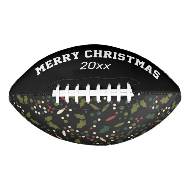 Customisable Christmas Holly Pattern Football (Front)