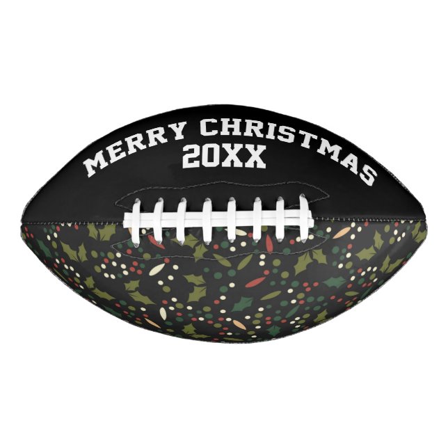 Customisable Christmas Holly Pattern Football (Front)