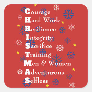 Customisable Christmas Military Square Sticker