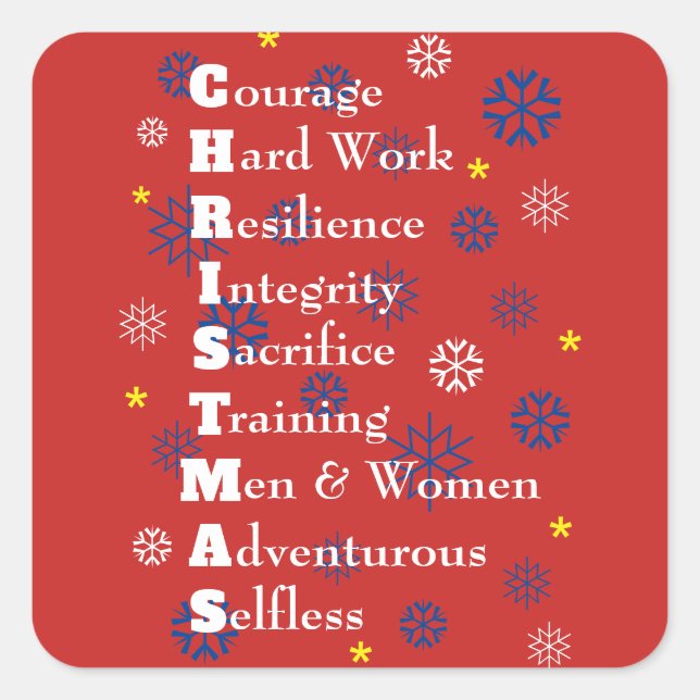 Customisable Christmas Military Square Sticker (Front)