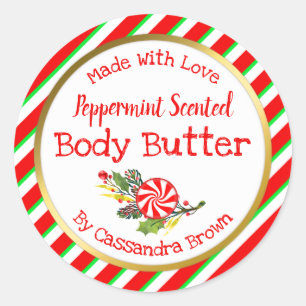 Customisable Christmas Peppermint Body Butter DIY Classic Round Sticker